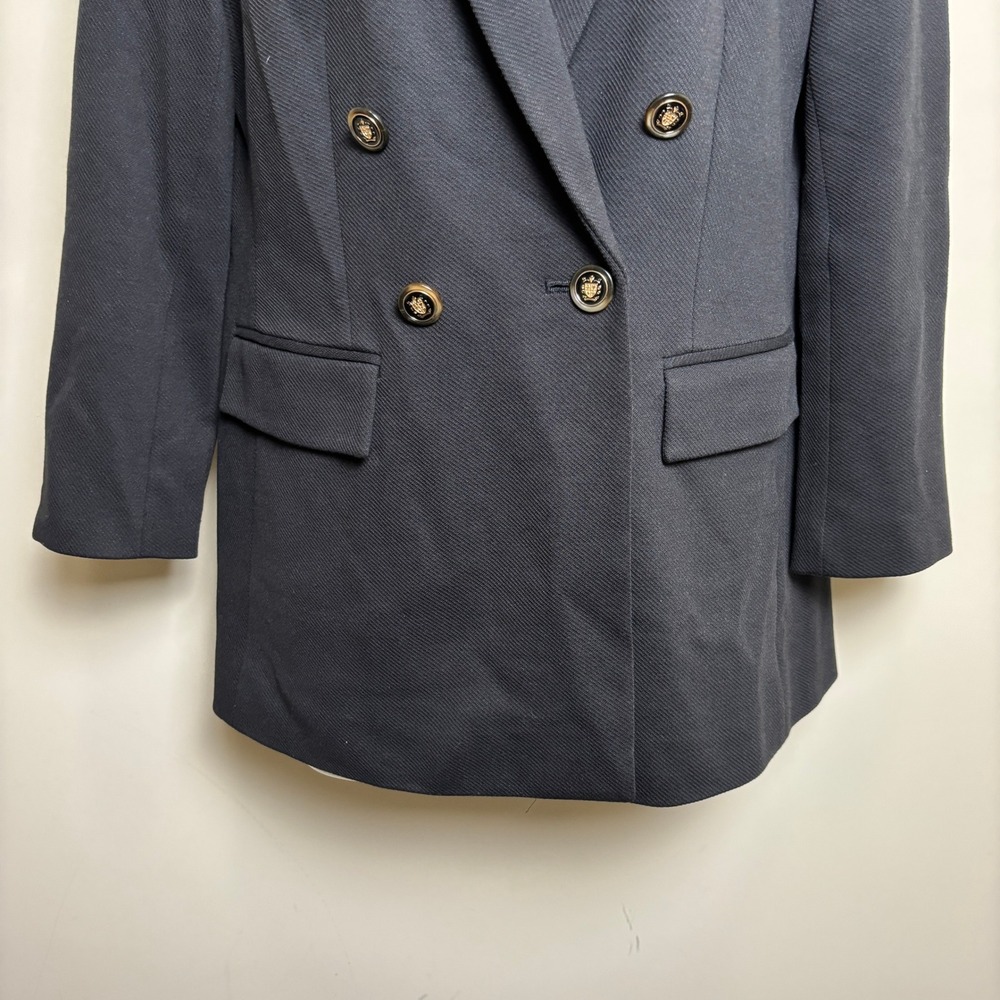 LOFT Petites Black Gold Buttons Double Breasted Tailored Blazer Jacket Womens 8P - Picture 3 of 9